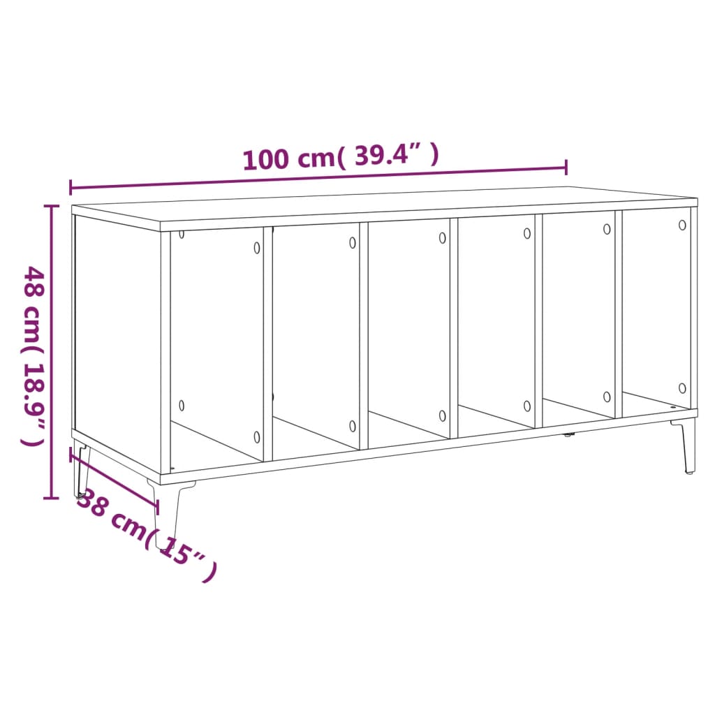 Dulap pentru discuri stejar afumat 100x38x48 cm, lemn prelucrat