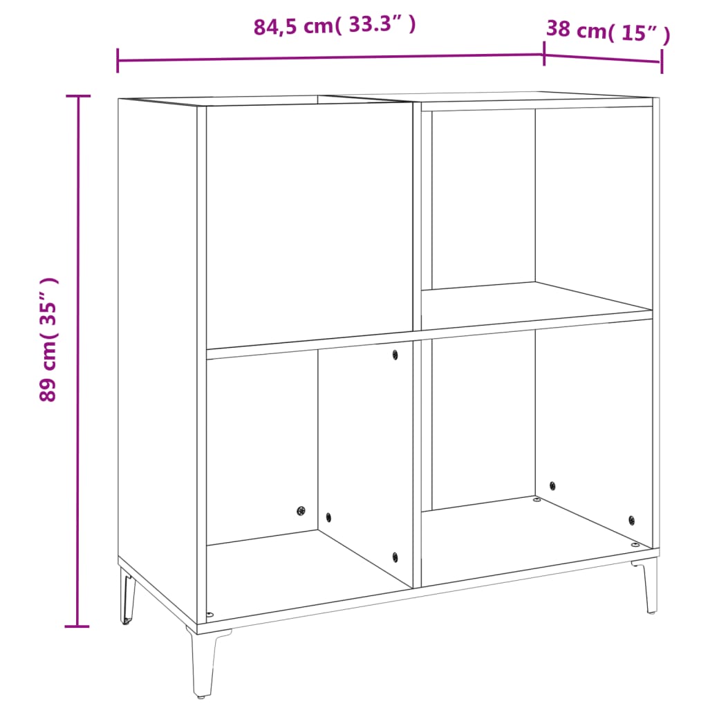 Comodă de discuri, alb, 84,5x38x89 cm, lemn compozit