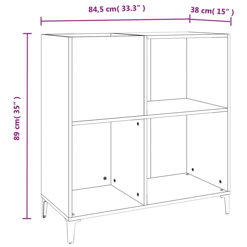 Dulap pentru discuri stejar fumuriu 84,5x38x89 cm lemn compozit