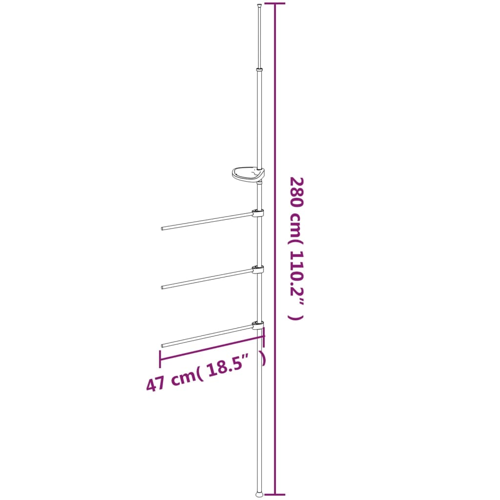 Suport pentru prosoape, 47x280 cm, aluminiu