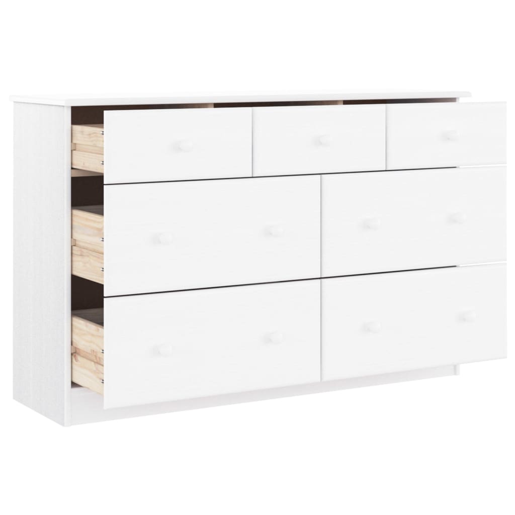 Comodă cu sertare ALTA, alb, 112x35x73 cm, lemn masiv de pin