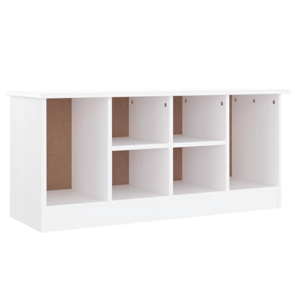 Banchetă pantofar „ALTA”, alb, 100x35x45 cm, lemn masiv de pin