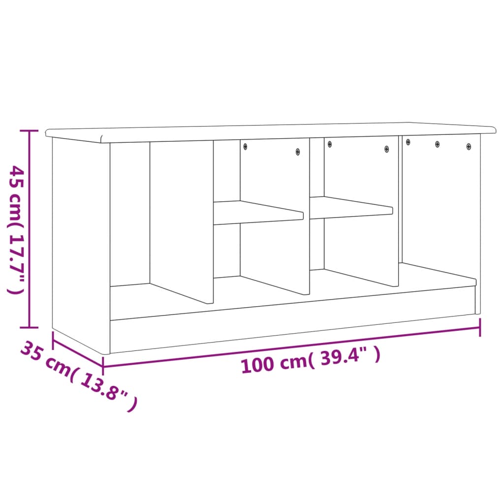 Banchetă pantofar „ALTA”, alb, 100x35x45 cm, lemn masiv de pin