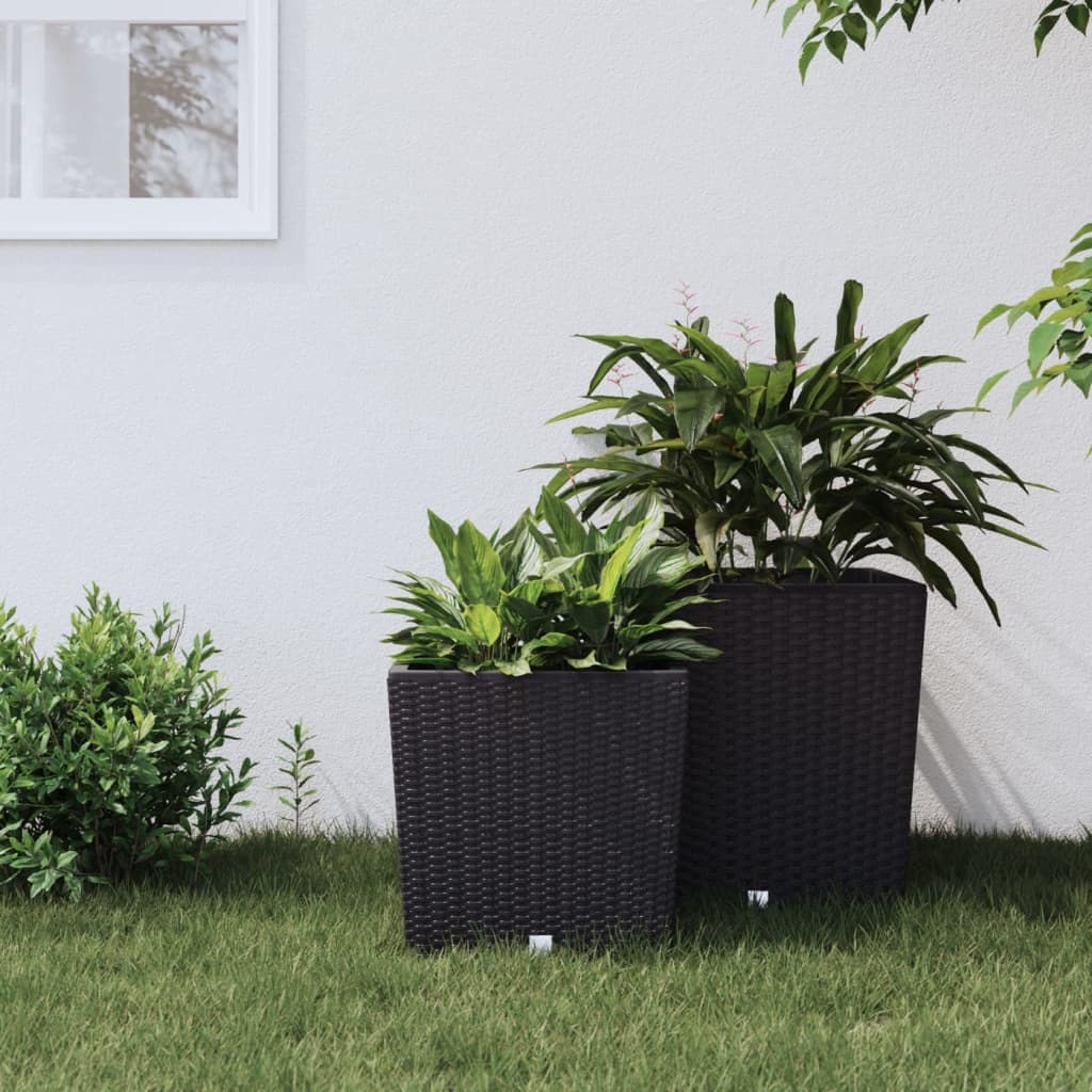 Jardinieră cu interior detașabil, antracit, 21 / 32 L, PP ratan