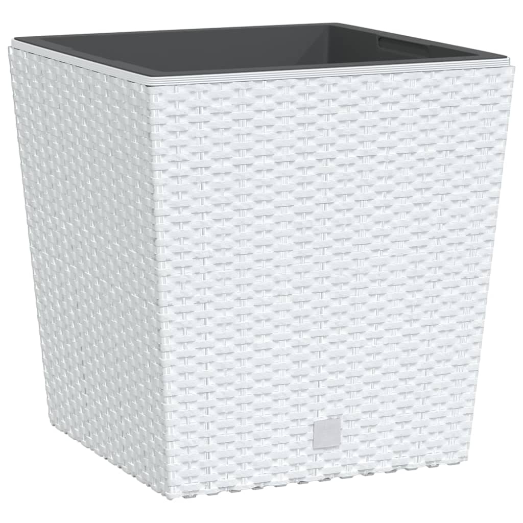 Jardinieră cu interior detașabil, alb, 21 / 32 L, PP ratan