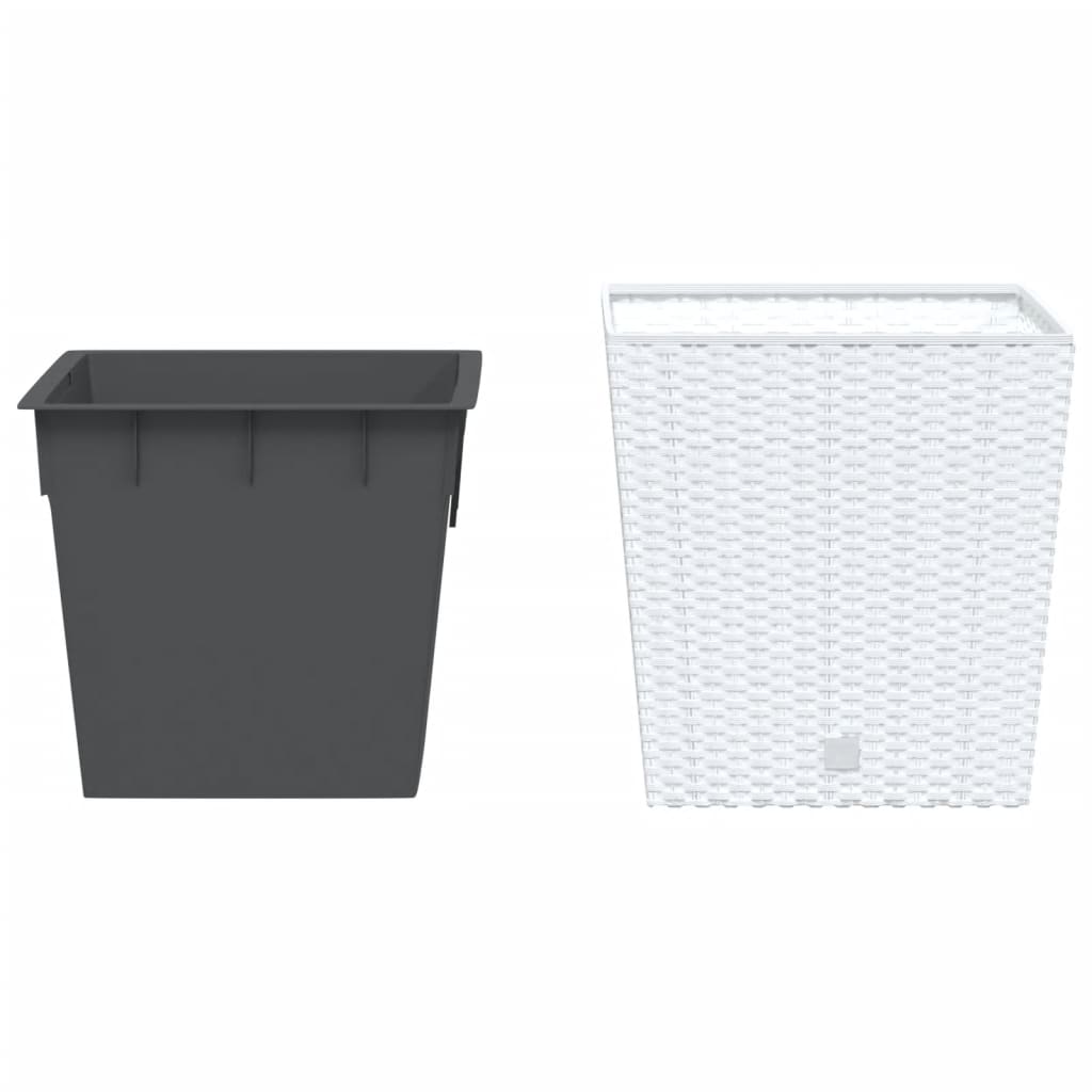 Jardinieră cu interior detașabil, alb, 21 / 32 L, PP ratan