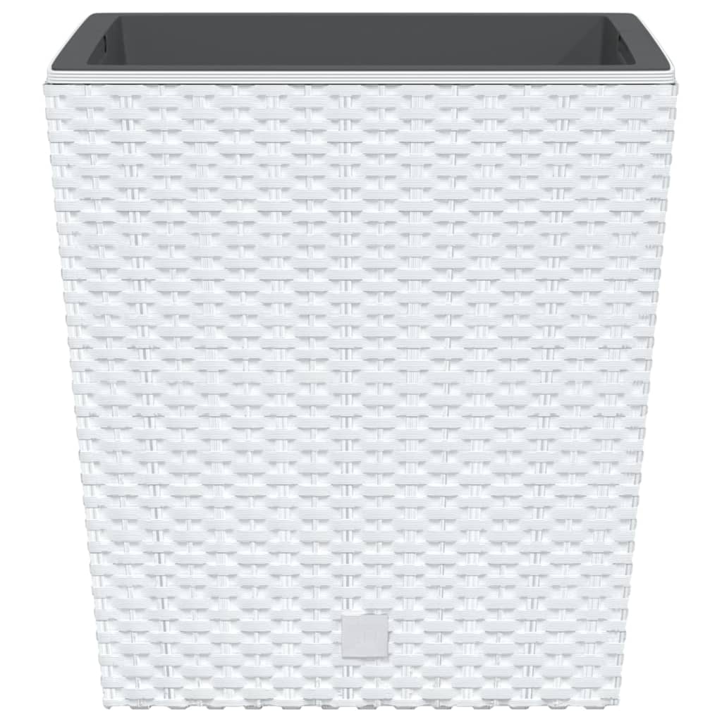 Jardinieră cu interior detașabil, alb, 21 / 32 L, PP ratan
