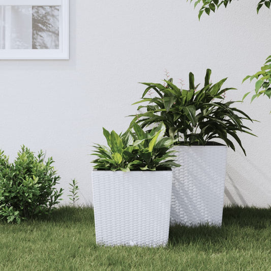 Jardinieră cu interior detașabil, alb, 21 / 32 L, PP ratan