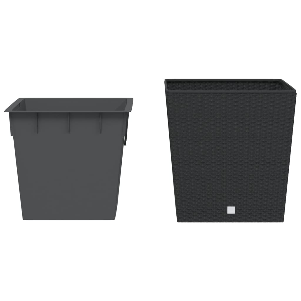 Jardinieră cu interior detașabil, antracit, 37 / 64 L, PP ratan