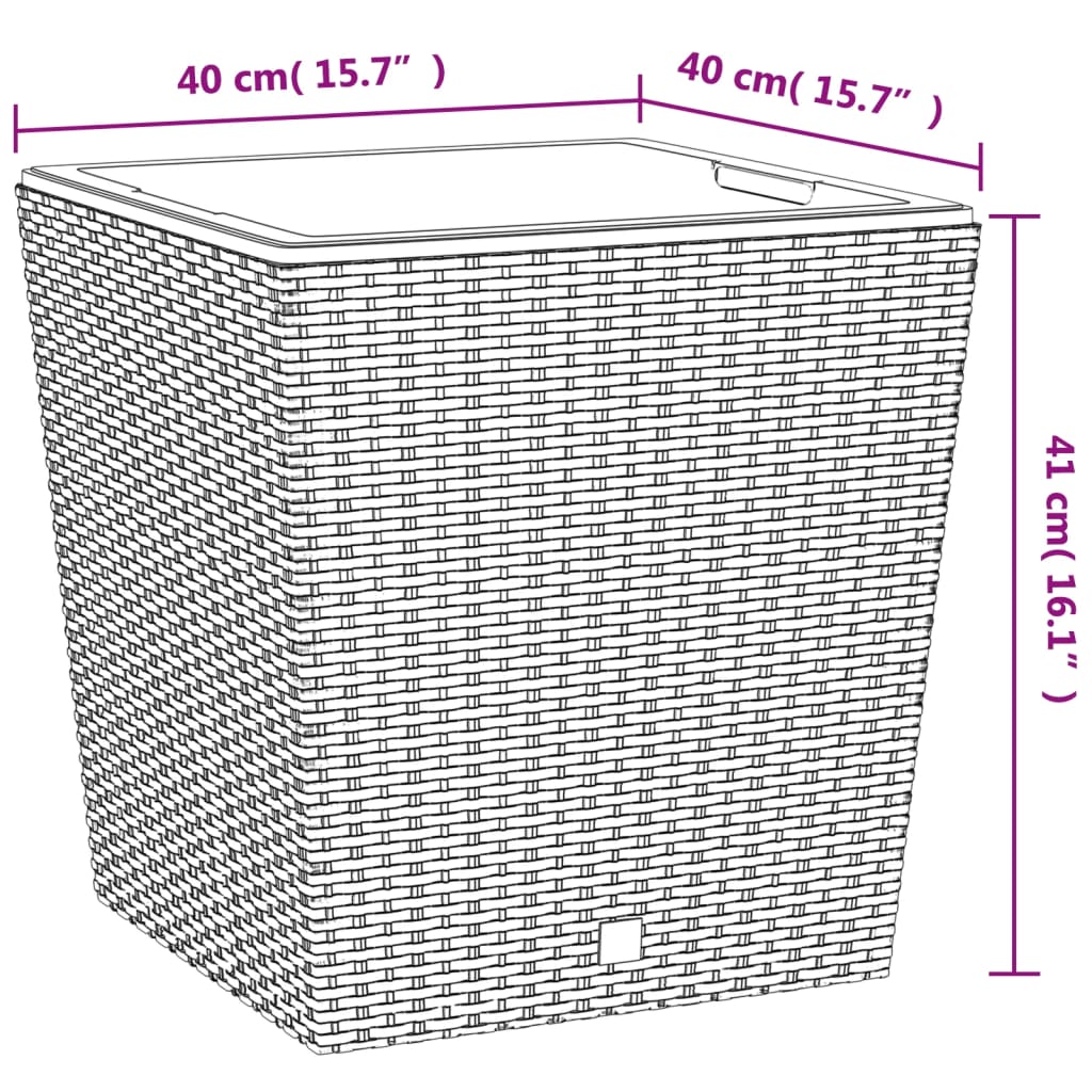 Jardinieră cu interior detașabil, antracit, 37 / 64 L, PP ratan