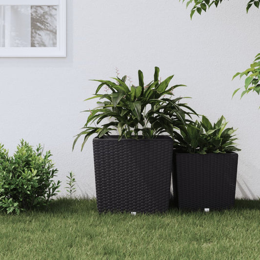 Jardinieră cu interior detașabil, antracit, 37 / 64 L, PP ratan