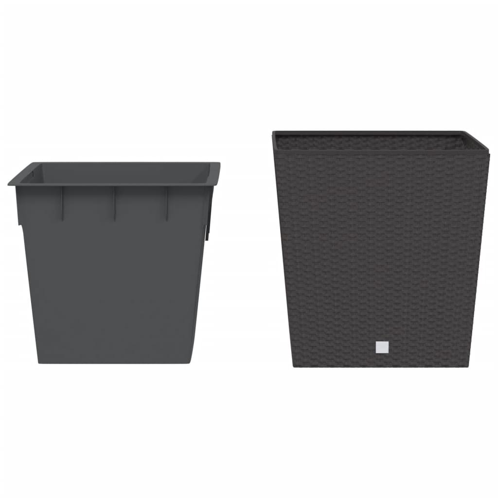 Jardinieră cu interior detașabil, maro, 37 / 64 L, PP ratan