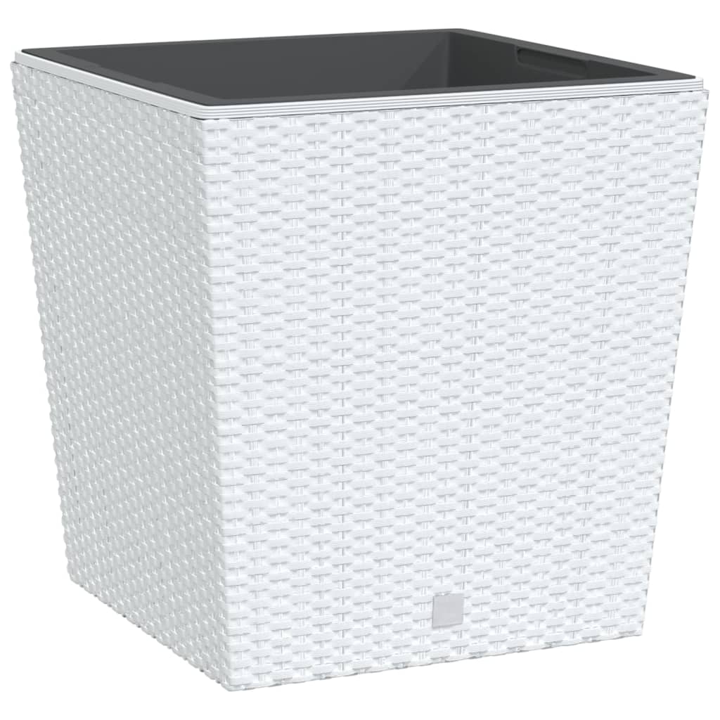 Jardinieră cu interior detașabil, alb, 37 / 64 L, PP ratan