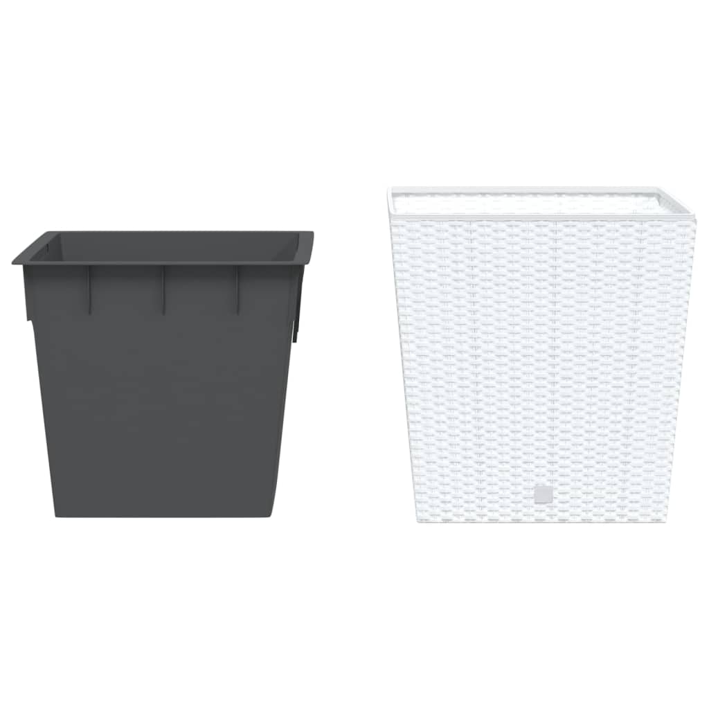 Jardinieră cu interior detașabil, alb, 37 / 64 L, PP ratan