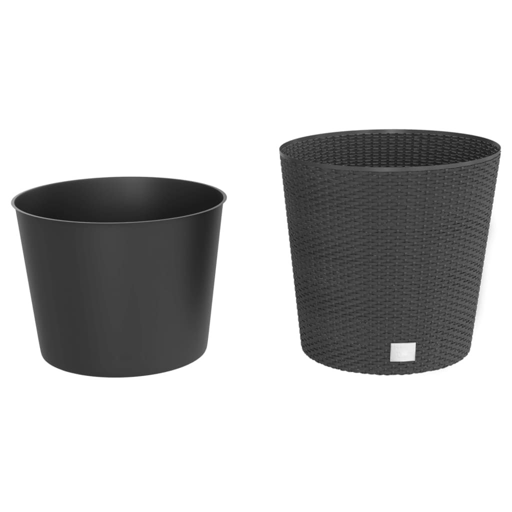 Jardinieră cu interior detașabil antracit 35 / 37,5 L PP ratan