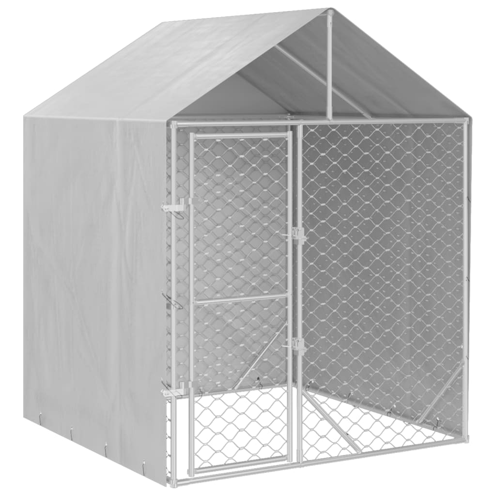 Padoc de exterior cu acoperiș argintiu 2x2x2,5m oțel galvanizat