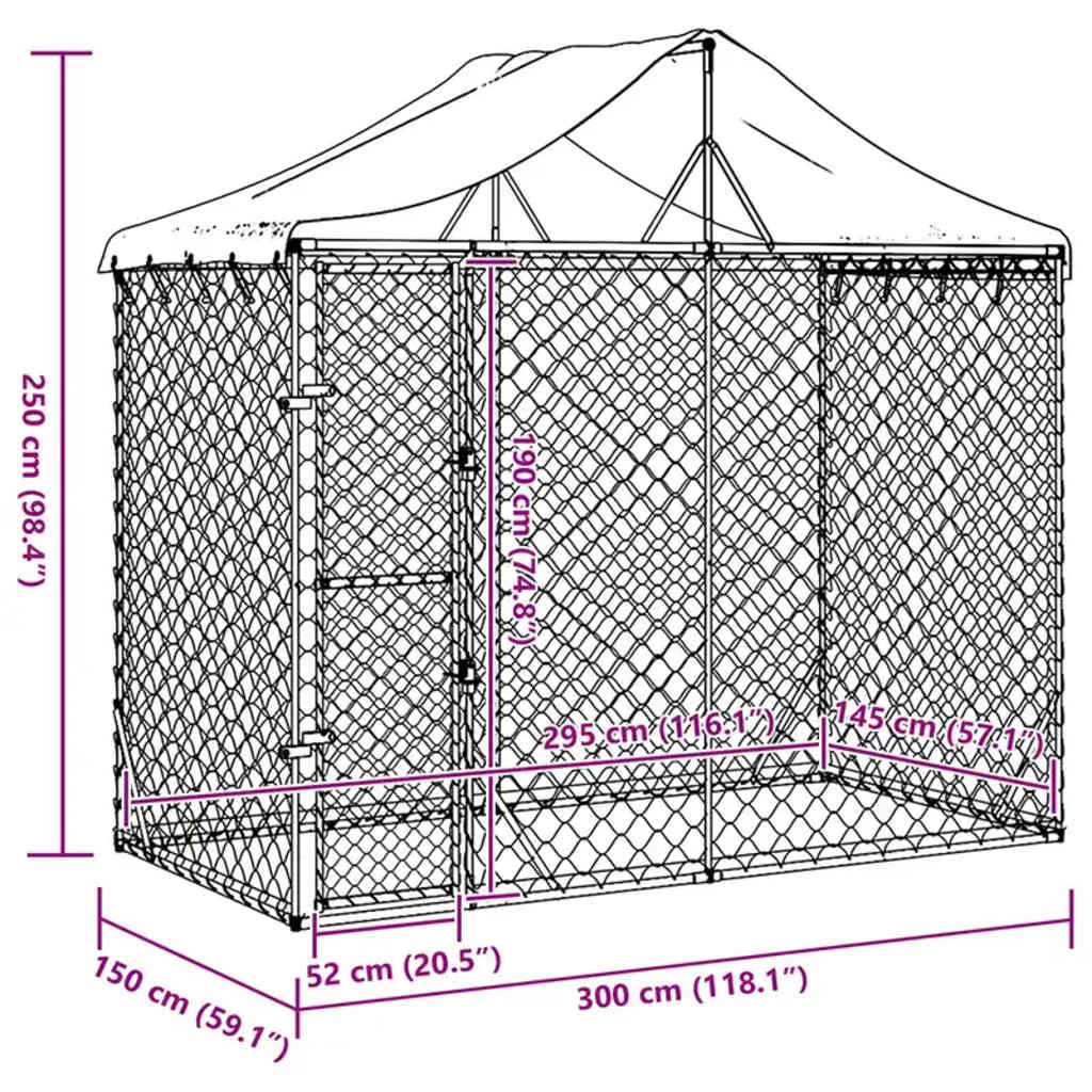 Padoc de exterior&acoperiș argintiu 3x1,5x2,5 m oțel galvanizat