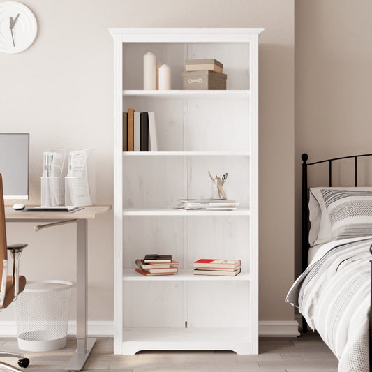 Bibliotecă BODO, alb, 82x40x173 cm, lemn masiv pin, 5 rafturi