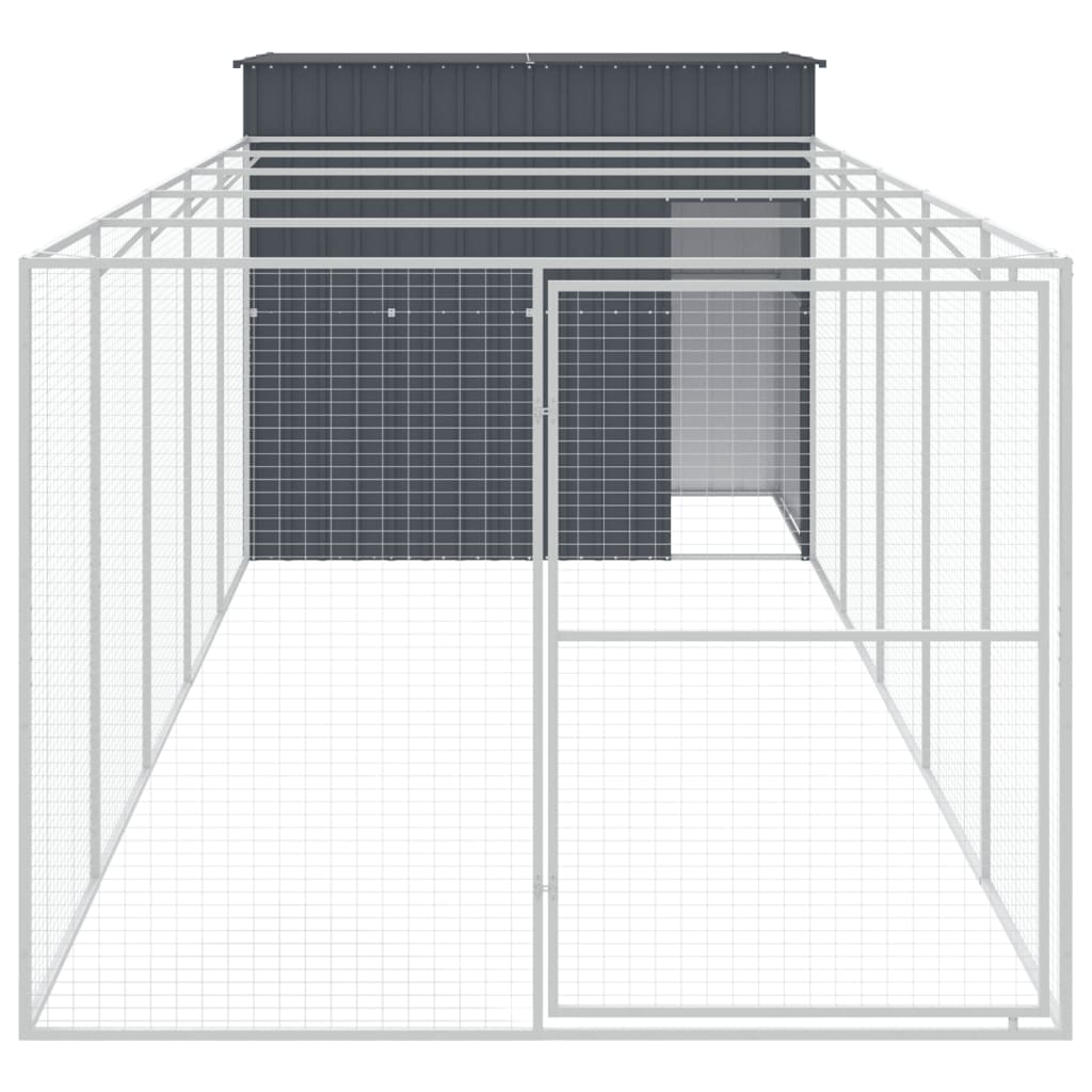 Cușcă de câine cu țarc antracit 214x661x181 cm oțel galvanizat