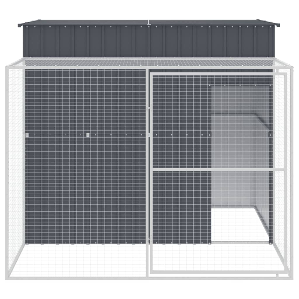 Cușcă de câine cu țarc antracit 214x253x181 cm oțel galvanizat