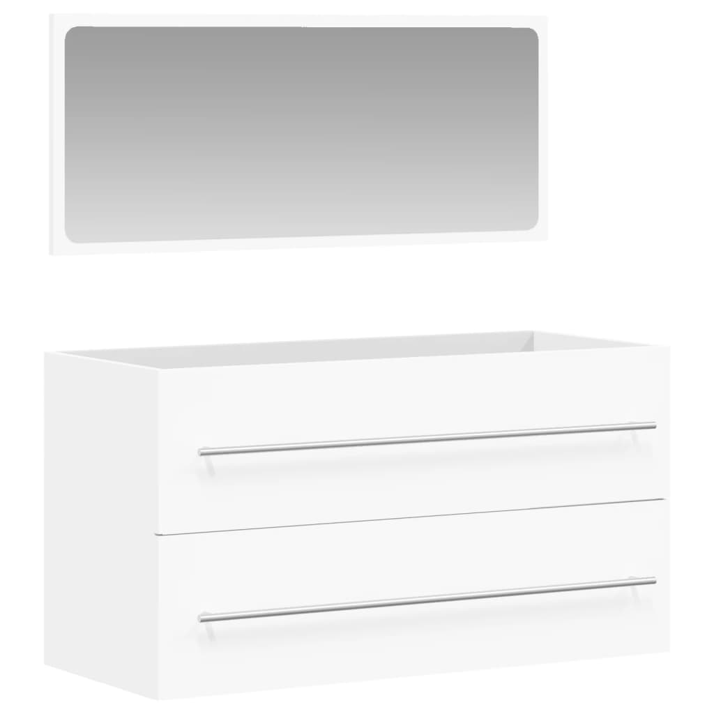 Bathroom cabinet with mirror, white, processed wood