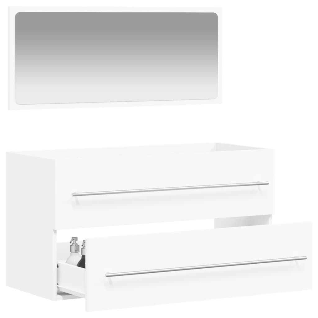 Bathroom cabinet with mirror, white, processed wood