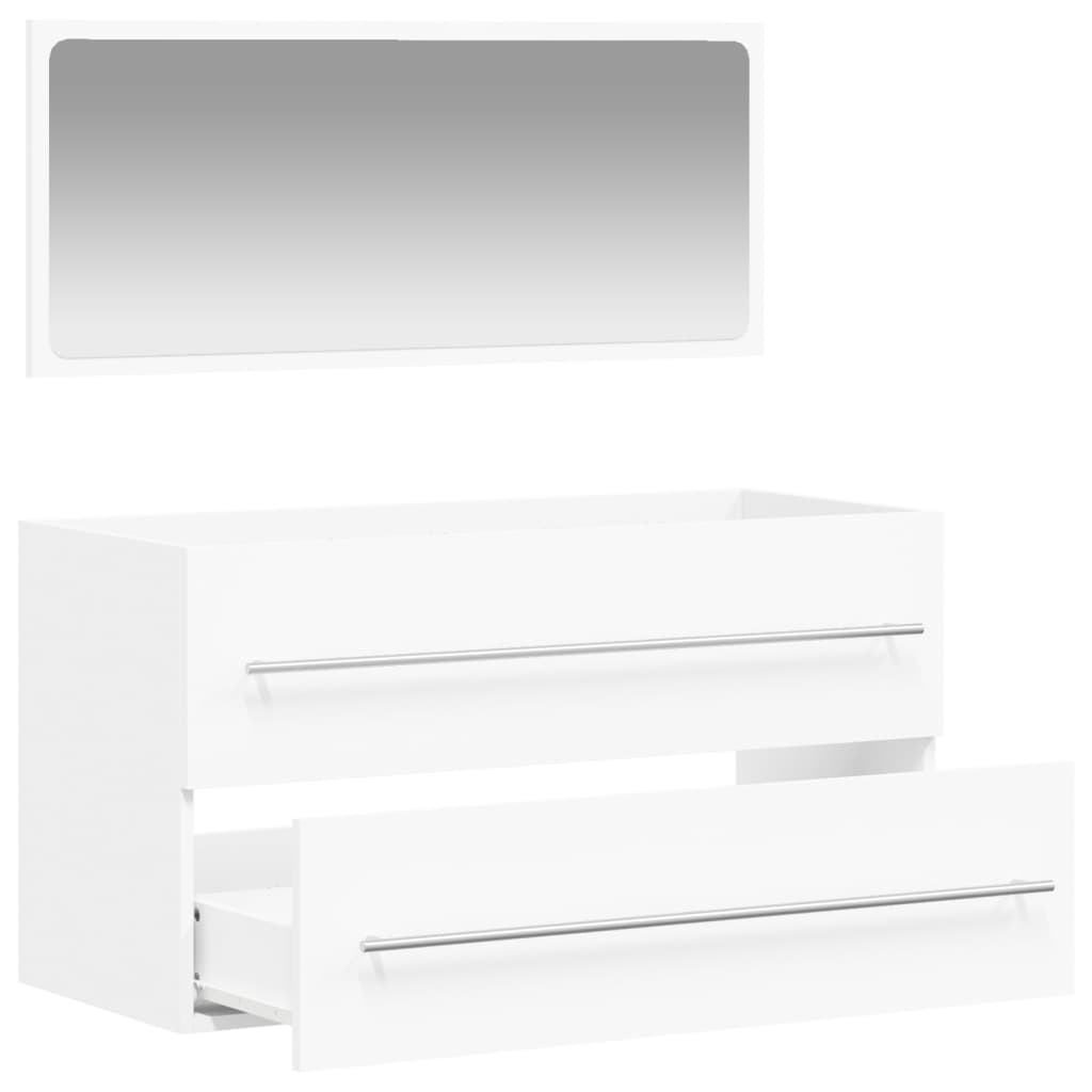 Bathroom cabinet with mirror, white, processed wood