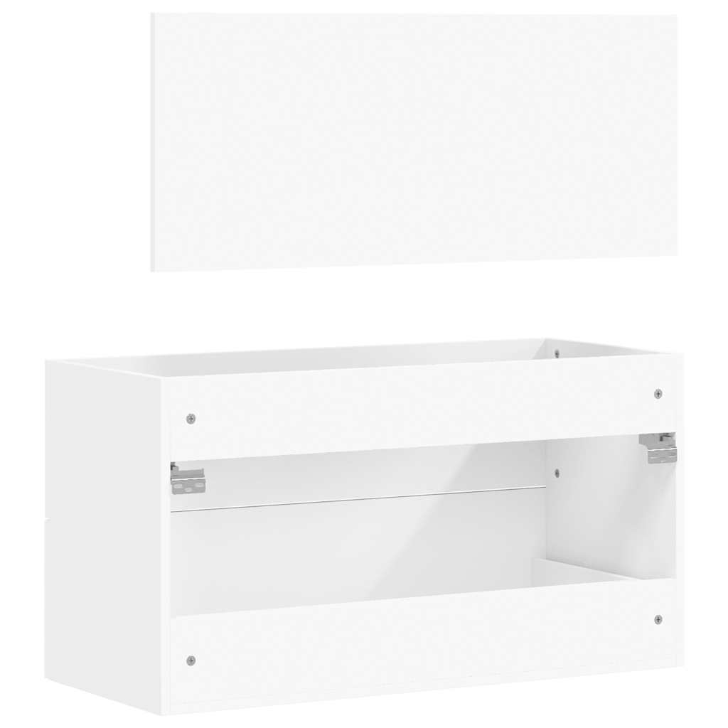 Bathroom cabinet with mirror, white, processed wood