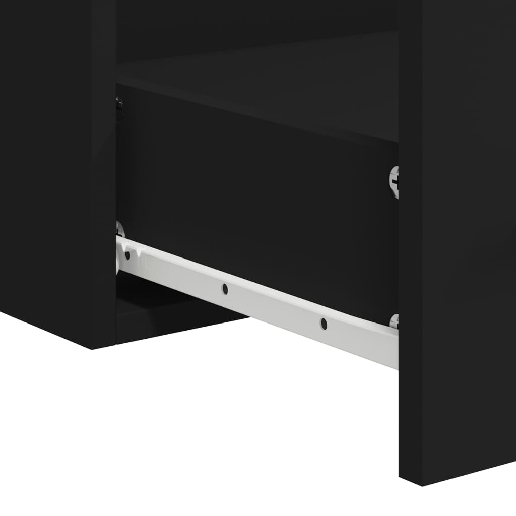 Bathroom cabinet with mirror, black, processed wood