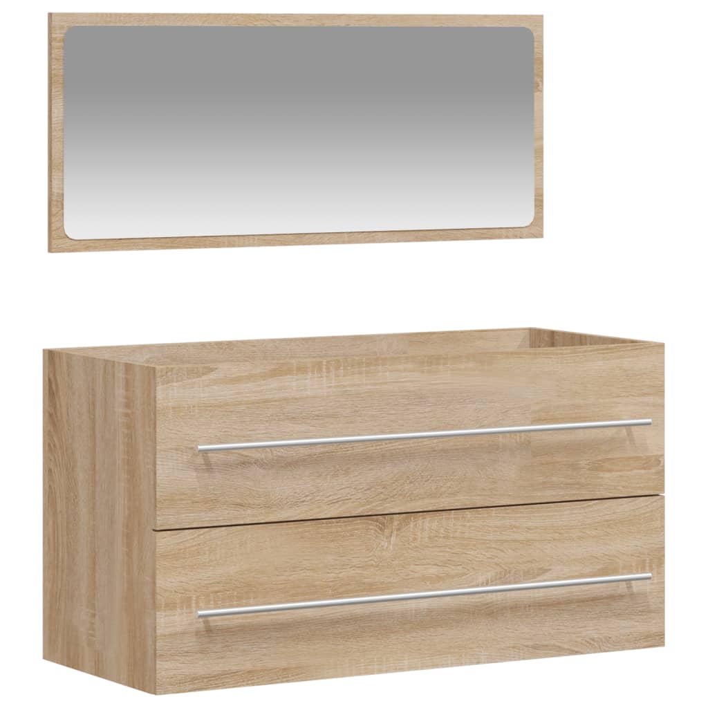 Bathroom cabinet with mirror, sonoma oak, processed wood
