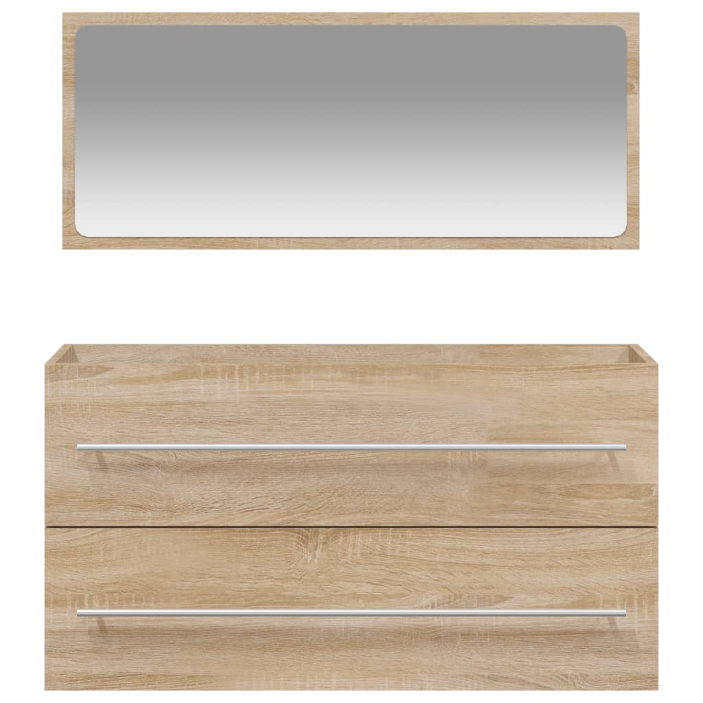 Bathroom cabinet with mirror, sonoma oak, processed wood