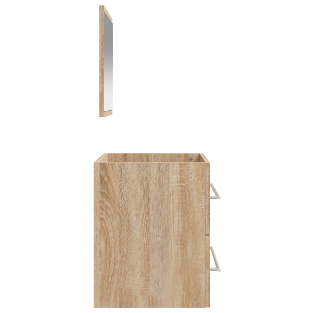 Bathroom cabinet with mirror, sonoma oak, processed wood