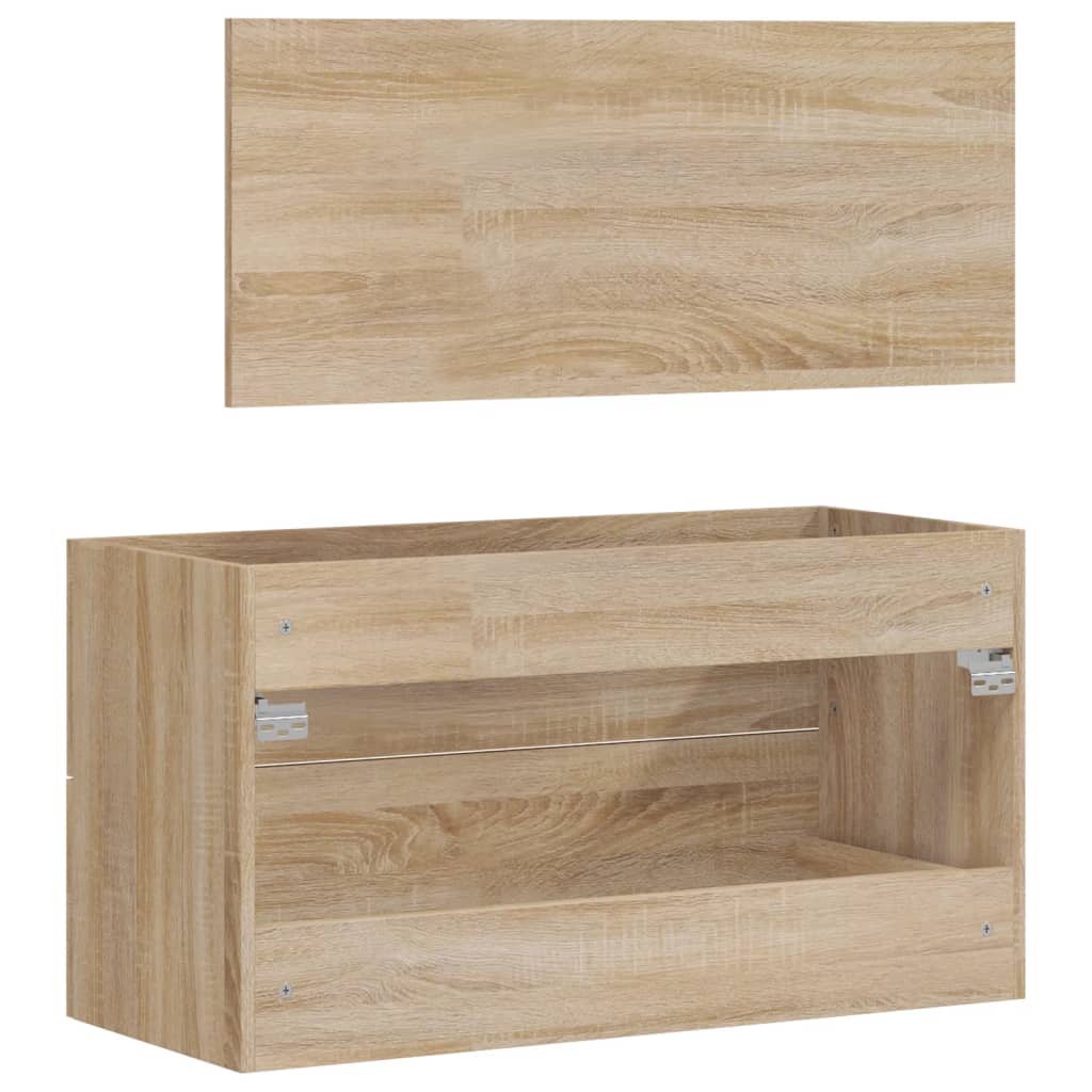 Bathroom cabinet with mirror, sonoma oak, processed wood
