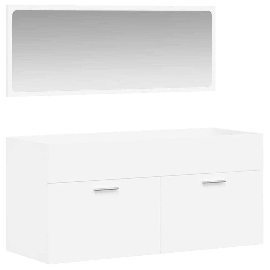 Bathroom cabinet with mirror, white, processed wood