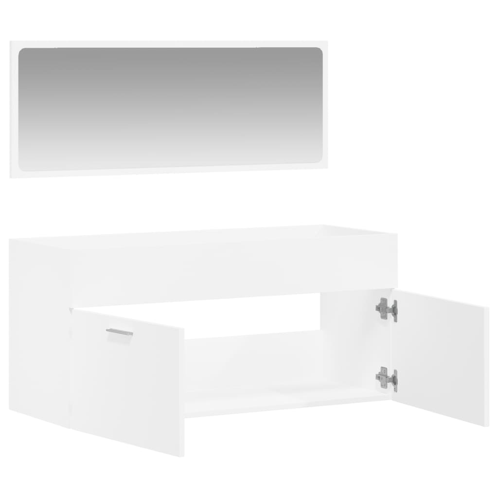 Bathroom cabinet with mirror, white, processed wood