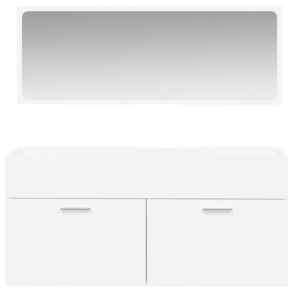 Bathroom cabinet with mirror, white, processed wood