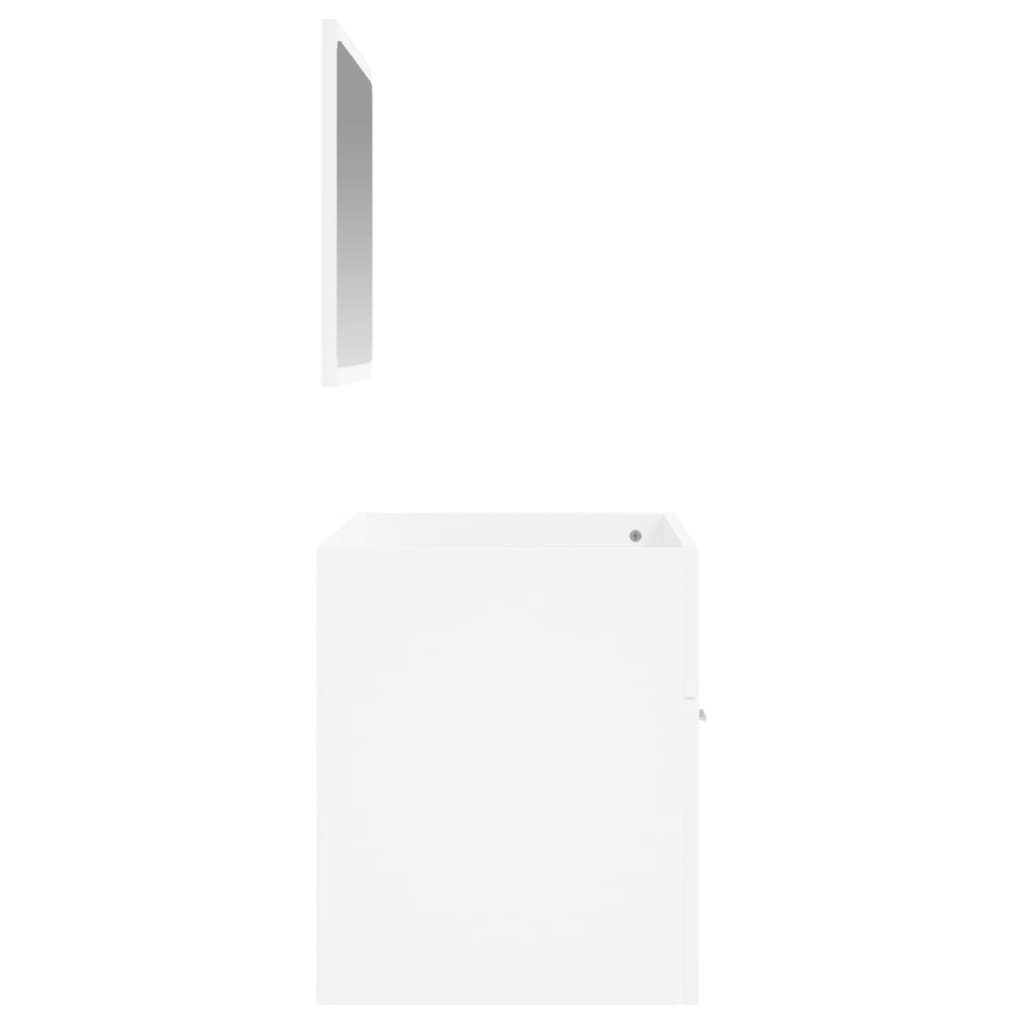Bathroom cabinet with mirror, white, processed wood