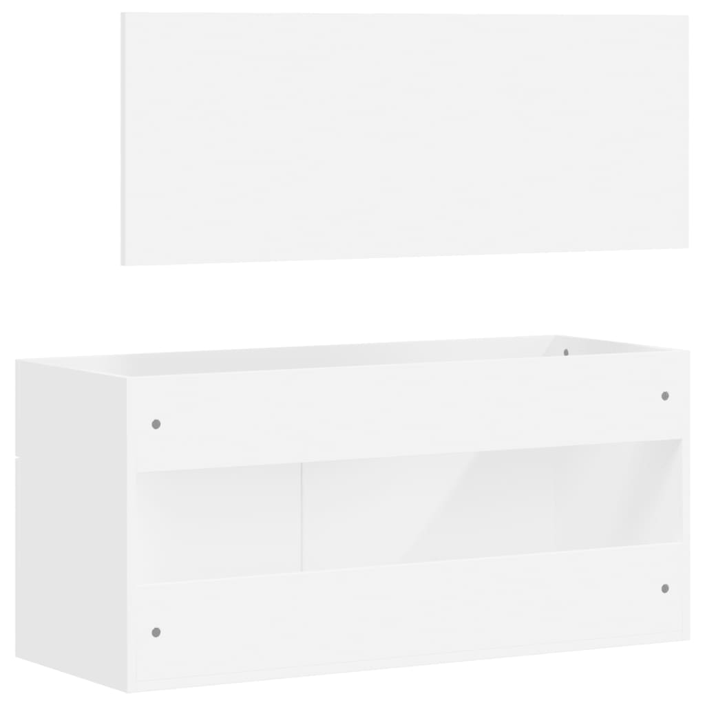 Bathroom cabinet with mirror, white, processed wood