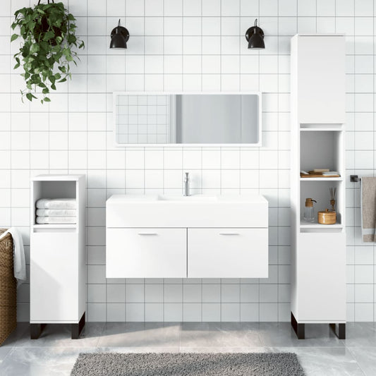 Bathroom cabinet with mirror, white, processed wood