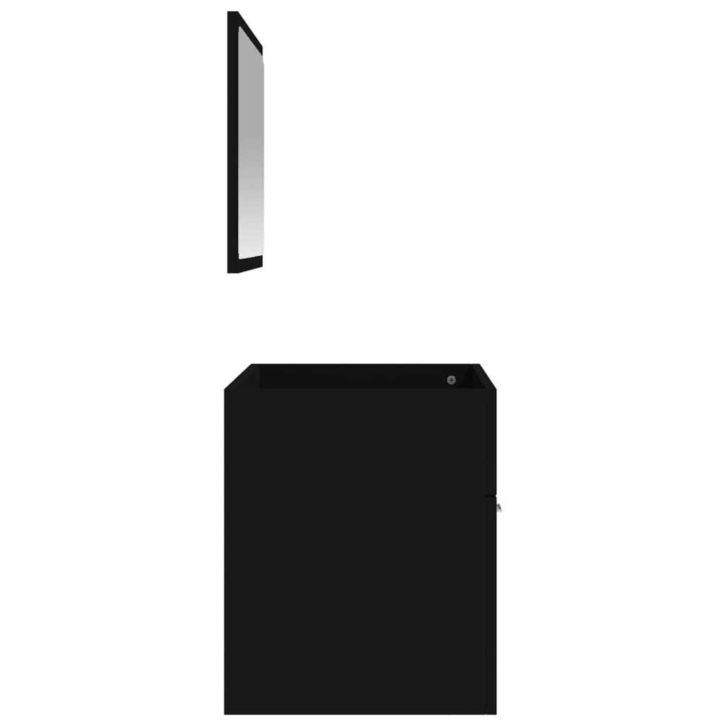 Bathroom cabinet with mirror, black, processed wood