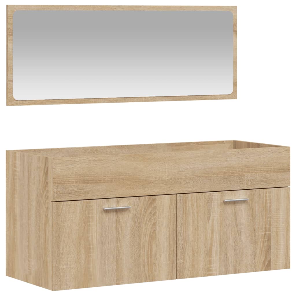 Bathroom cabinet with mirror, sonoma oak, processed wood