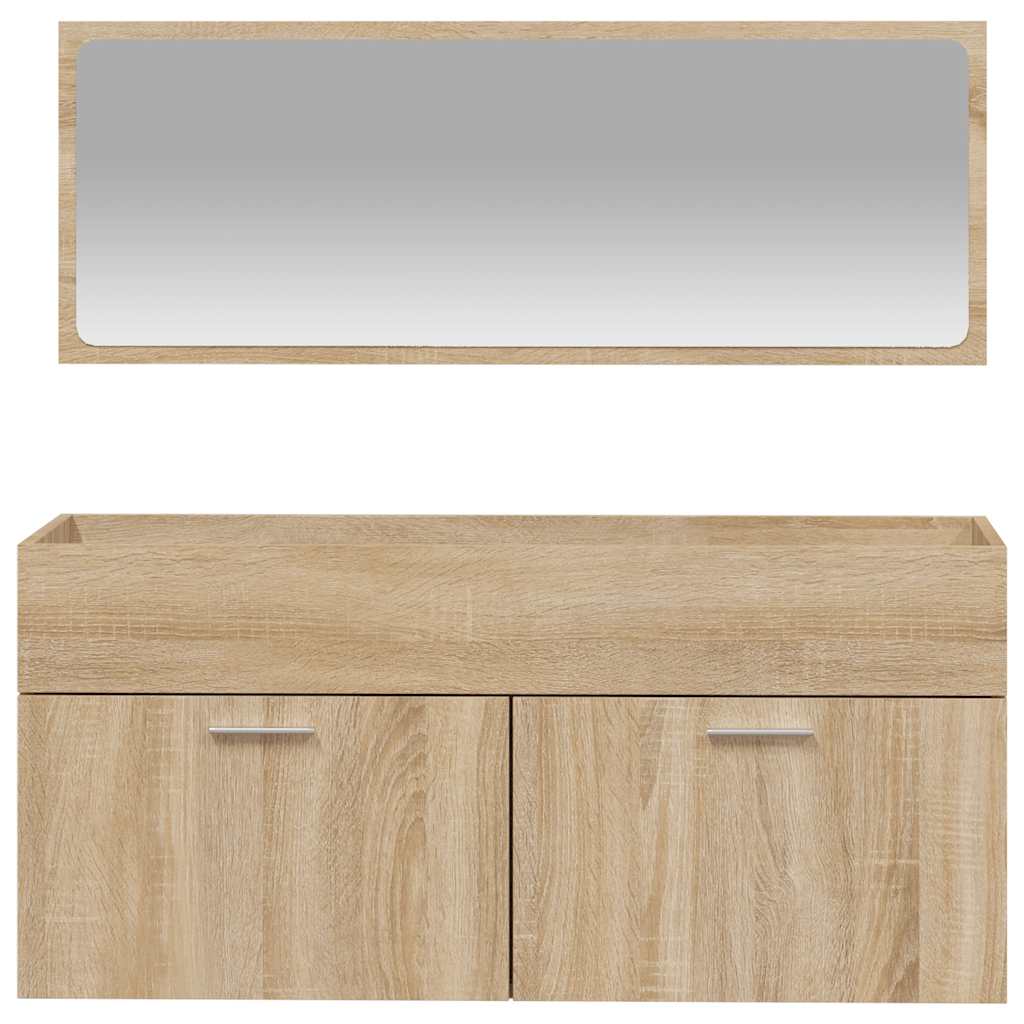 Bathroom cabinet with mirror, sonoma oak, processed wood