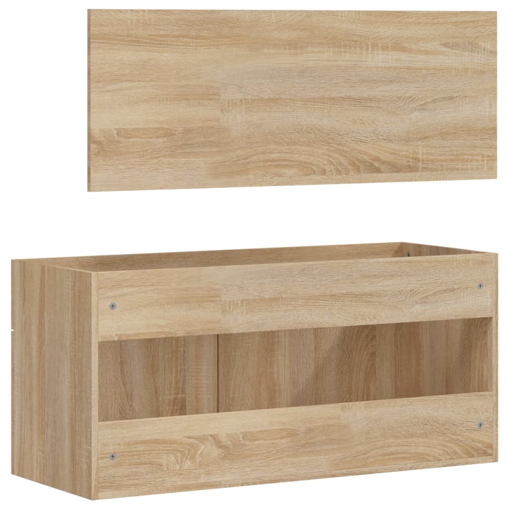 Bathroom cabinet with mirror, sonoma oak, processed wood