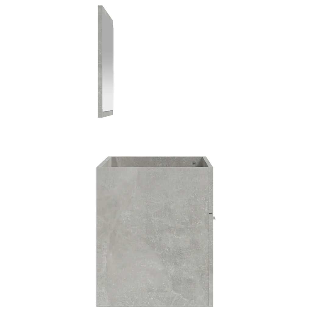 Bathroom cabinet with mirror, gray concrete, processed wood