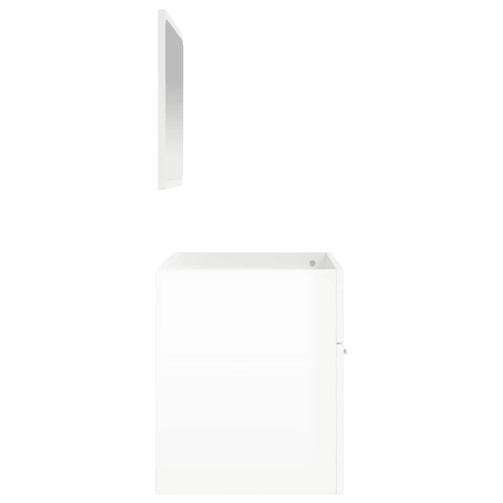 Bathroom cabinet with mirror, extra-glossy white, processed wood