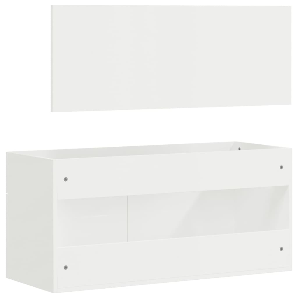 Bathroom cabinet with mirror, extra-glossy white, processed wood