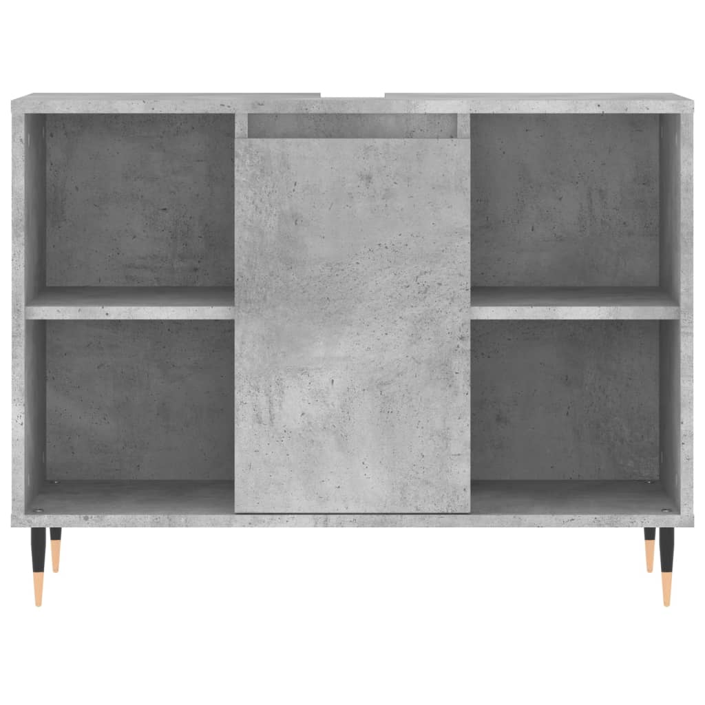 Set mobilier de baie, 3 piese, gri beton, lemn compozit