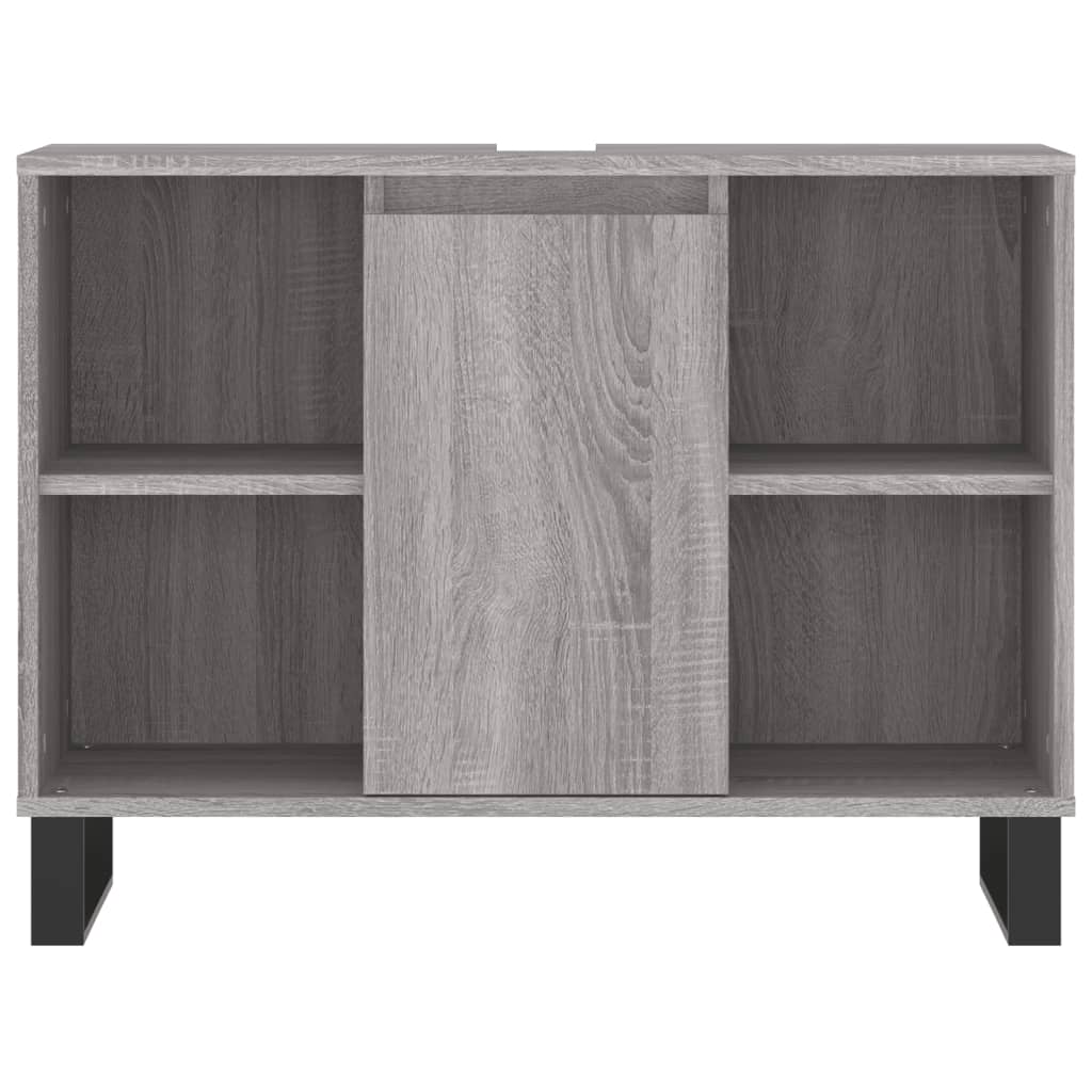 Set mobilier de baie, 3 piese, gri sonoma, lemn prelucrat