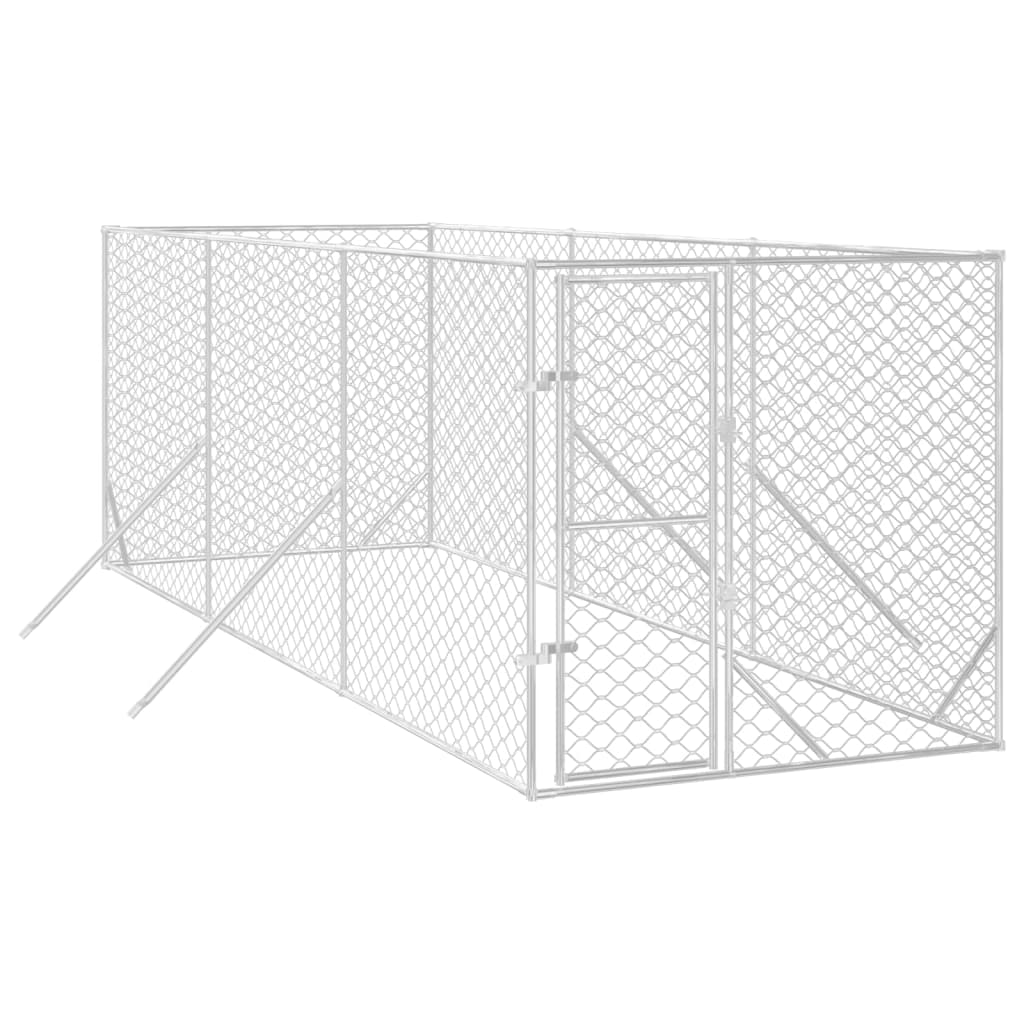 Padoc de exterior pentru câini argintiu 2x6x2 m oțel galvanizat