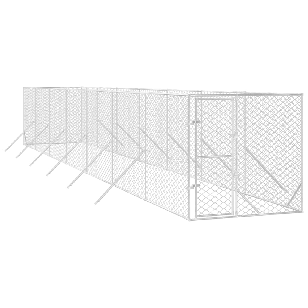 Padoc de exterior pentru câini argintiu 2x14x2m oțel galvanizat